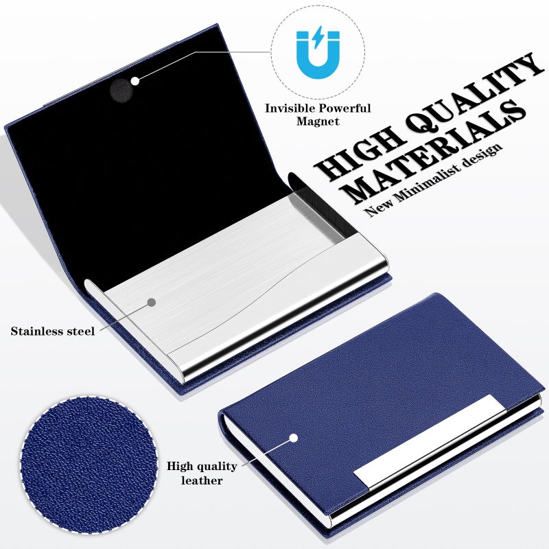 Padike Business Card Holder, Blue, Faux Leather, RFID Protected, Stylish Design - Image 2